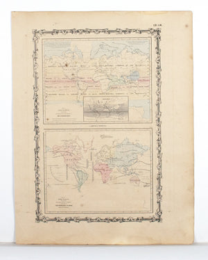 1860 Map of the World Meteorology & Cultivation - Johnson