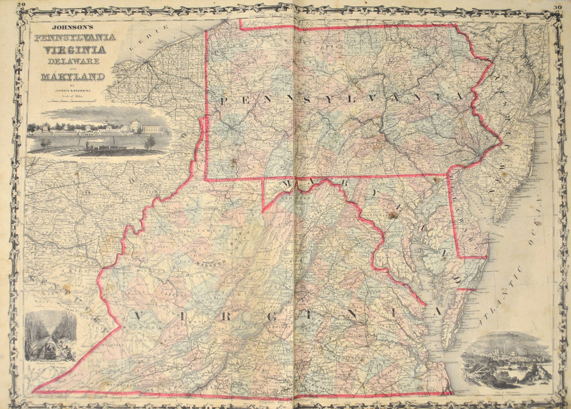 1860 Pennsylvania, Virginia, Delaware and Maryland - Johnson