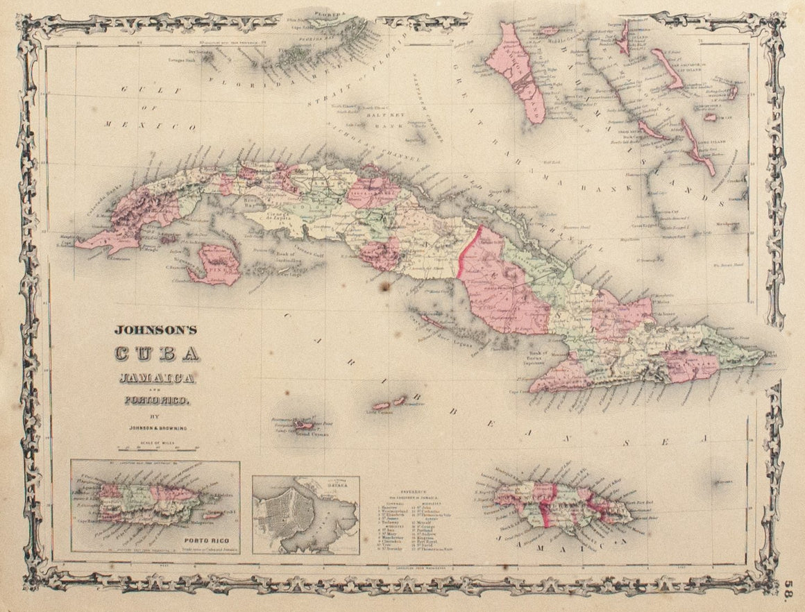 1860 Cuba Jamaica and Porto Rico - Johnson