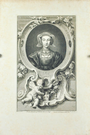 Queen Anne of Cleves Wife to King Henry VIII Antique Engraved Print 1740