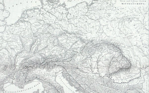 1857 Taf 2 u. 5 Strom und Gebirgs System von Mitteleuropa - JG Heck