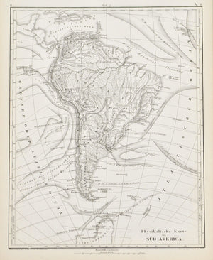 1857 Tef 7 Physical Map of South America - JG Heck