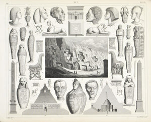 Egypt Culture Mummy Sphinx Rock Tombs Antique Print 1857